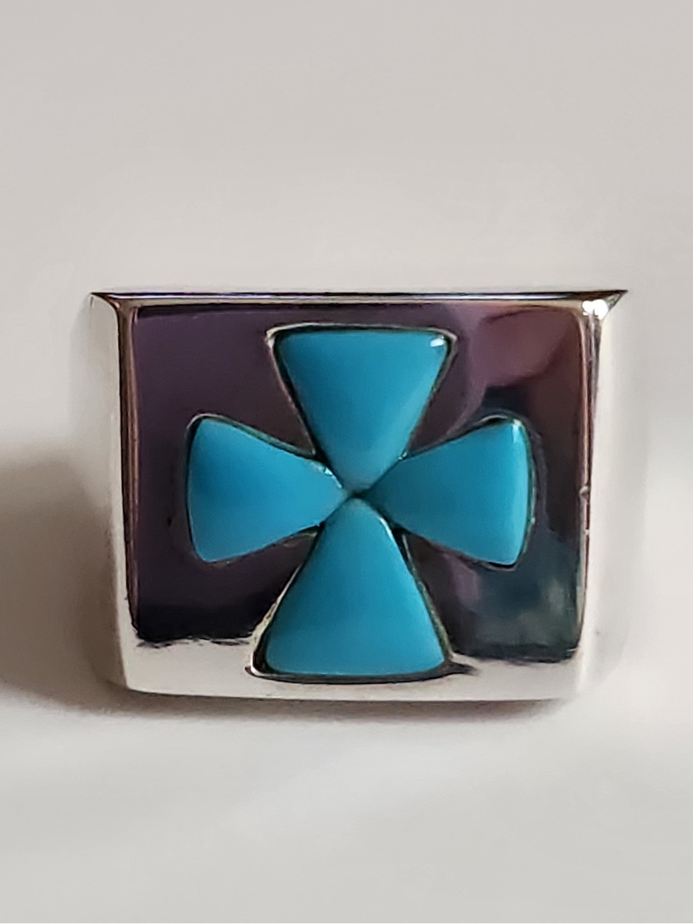 Turquoise Cross Ring 925 Sterling Jay King Mine Finds Desert Rose Unisex